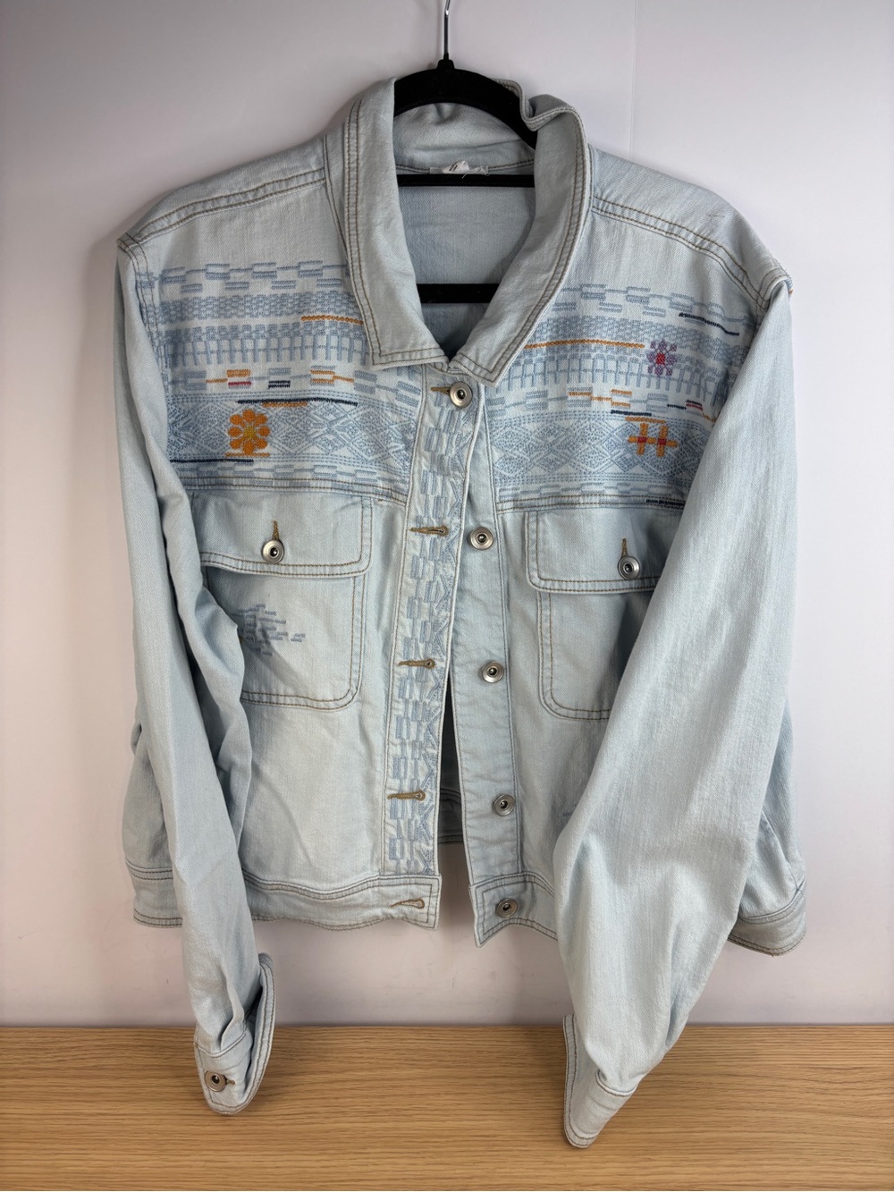 Tribal Embroidered Classic Lightweight Novelty Denim Jacket Juniors XXL